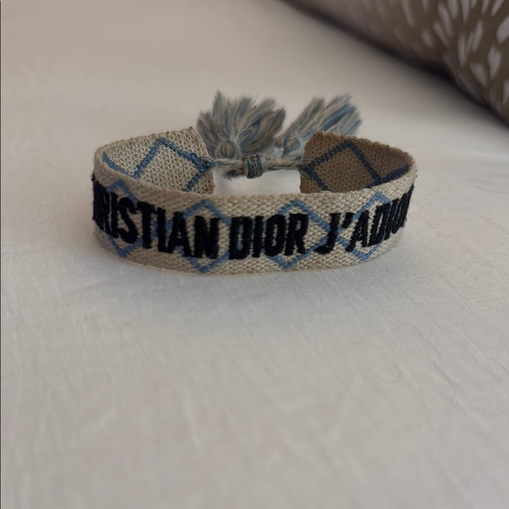 Dior J'Adior Woven Bracelet in Cream and Blue